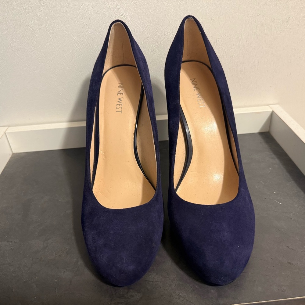 Nine West Women's Dark Blue Suede Heels